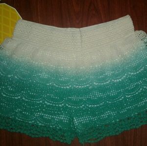 Blue/Green Ombre Crochet Shorts Size L Blue Island